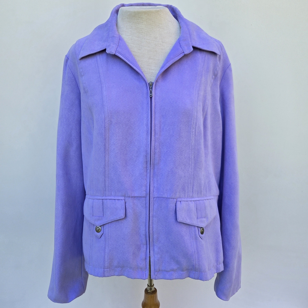 Christopher & Banks Faux Suede Zip Jacket Size-XL